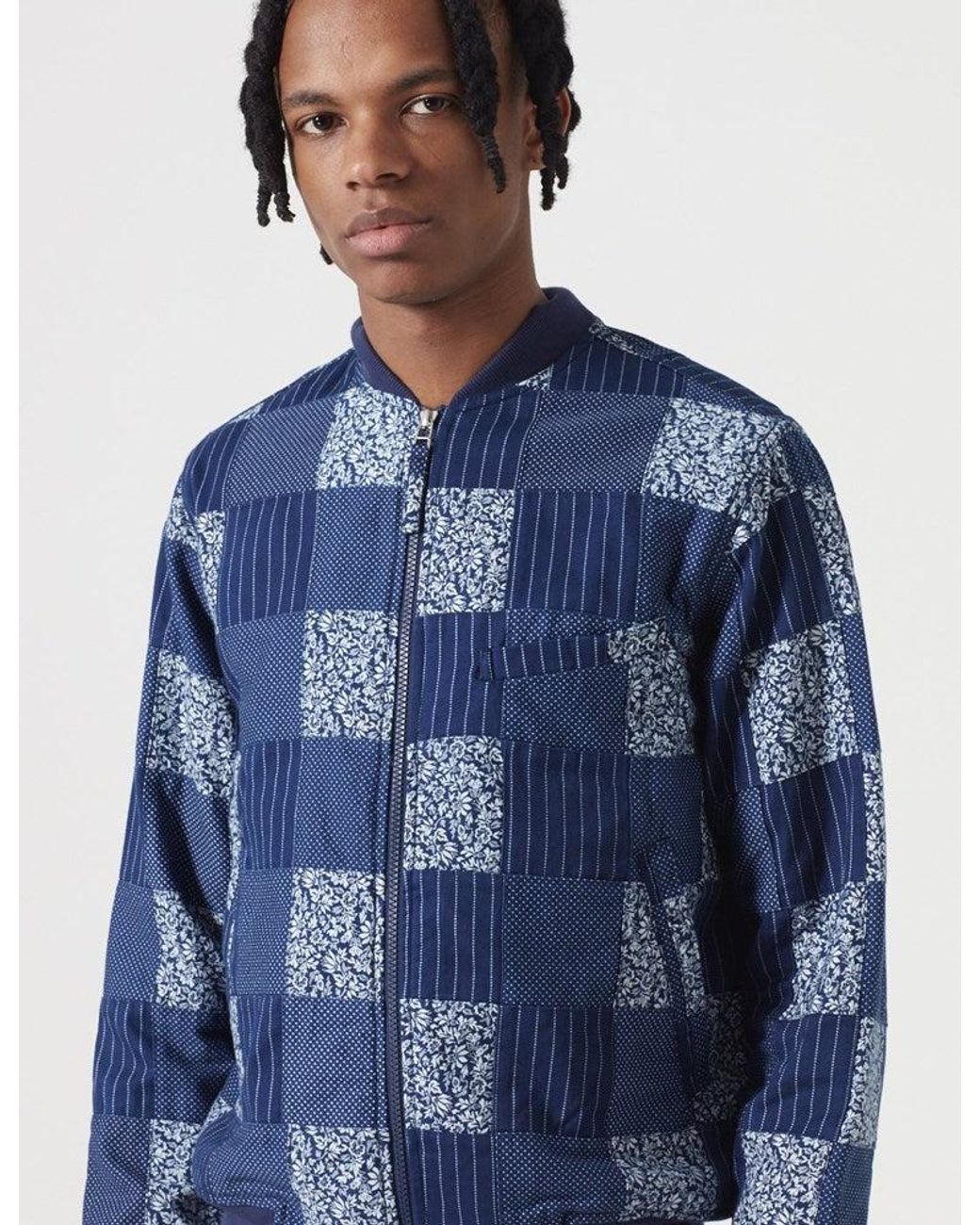 Universal Works Blue Patchwork Bomber Jacket for men