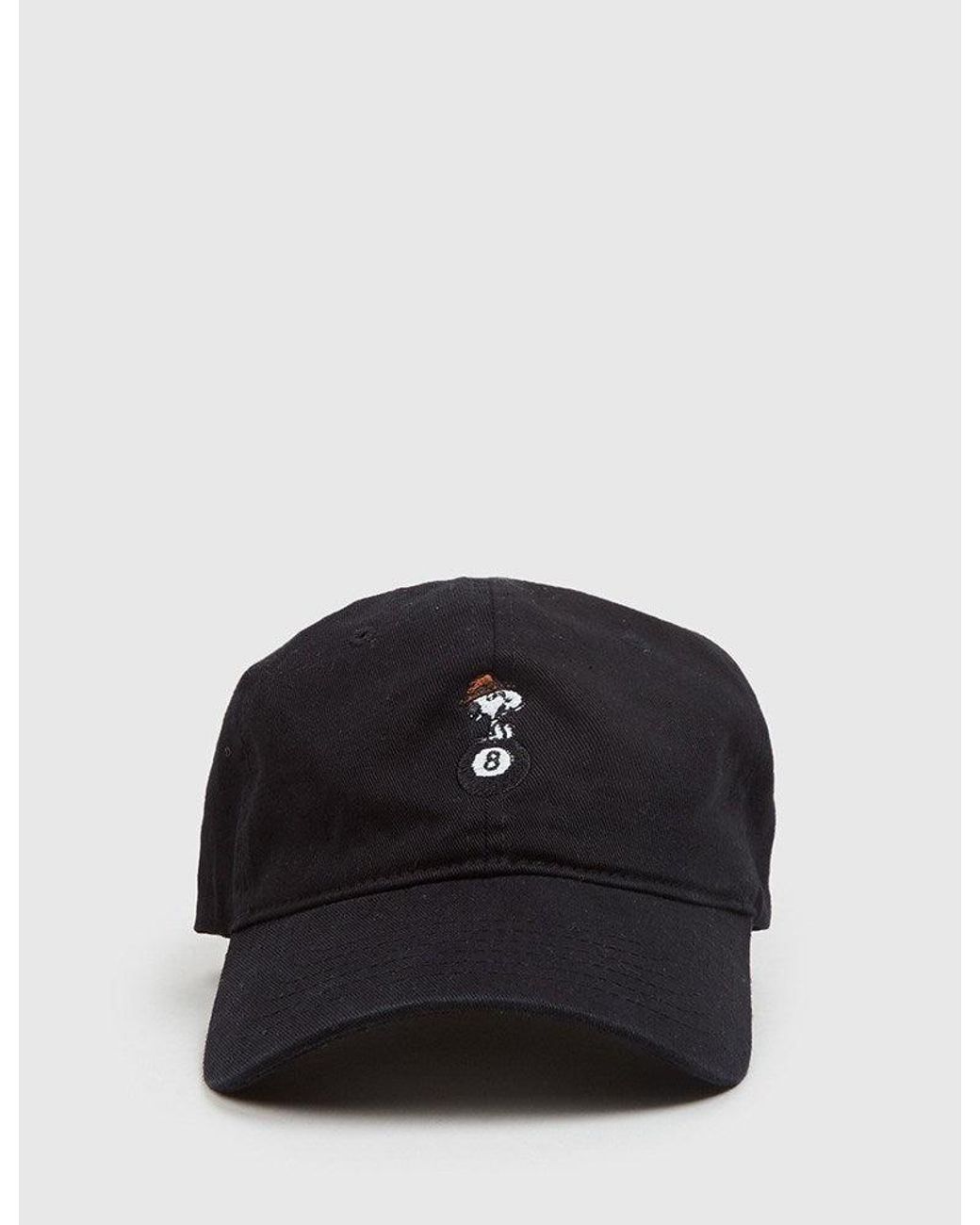 Huf Black X Peanuts Spike 8 Ball Curved Peak Cap for men