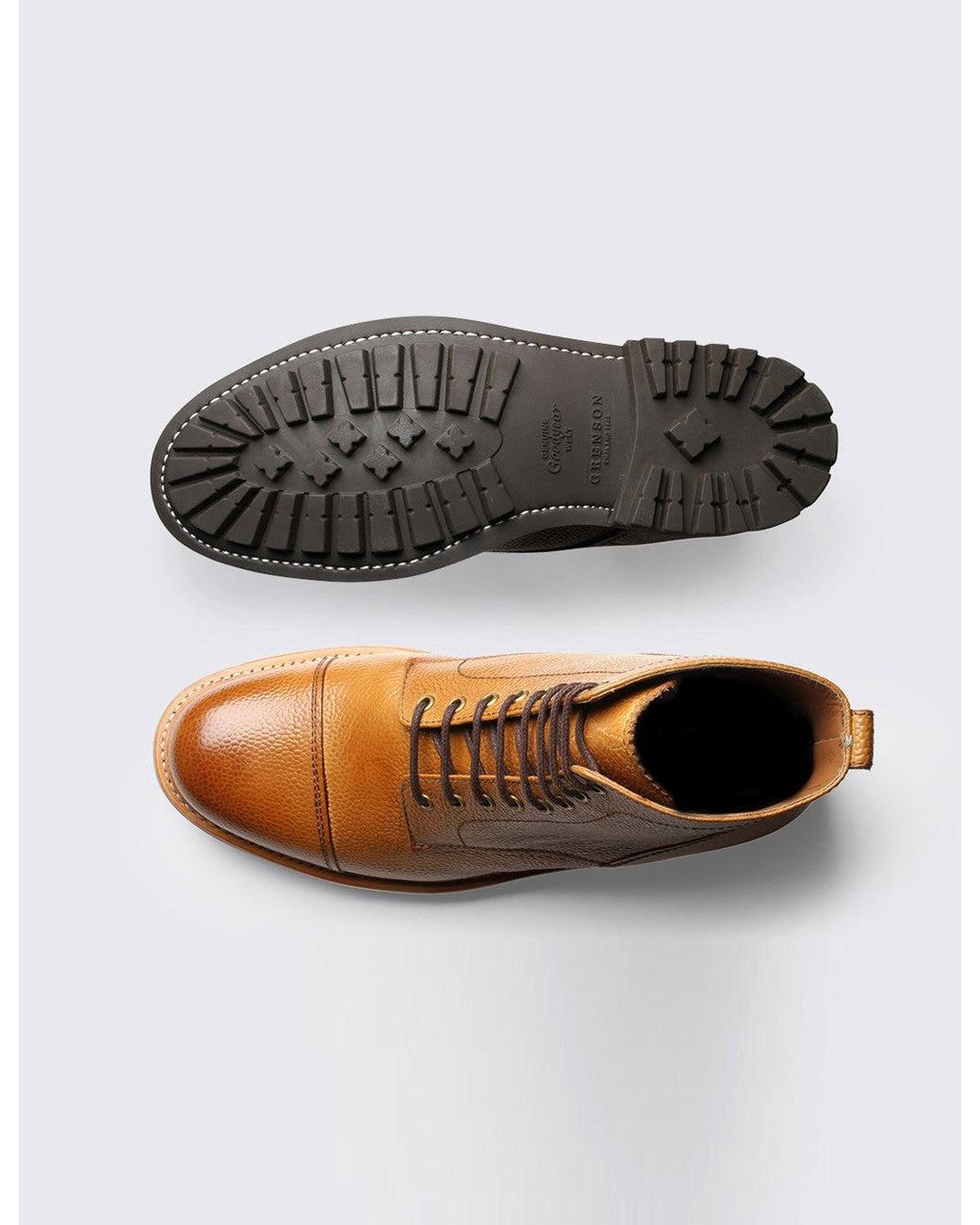 GRENSON Brown Joseph Grain Derby Boot for men