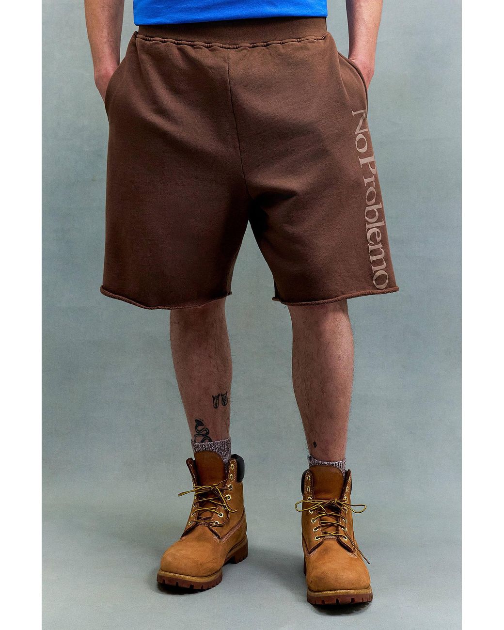 No Problemo Uo Exclusive Brown Jersey Shorts for men