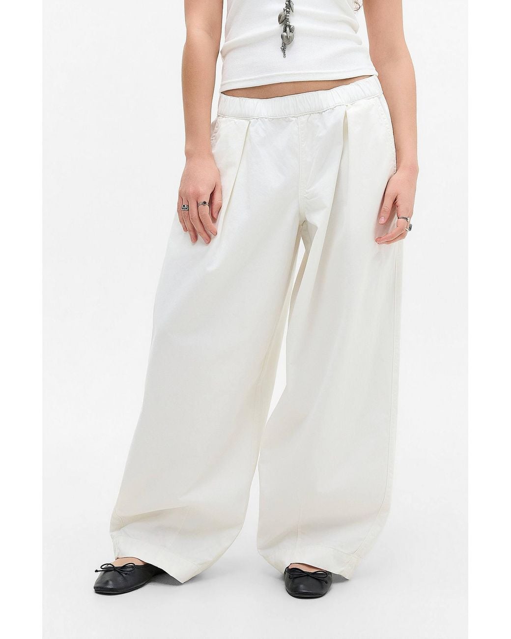 BDG White Bobbi Baggy Cocoon Trousers