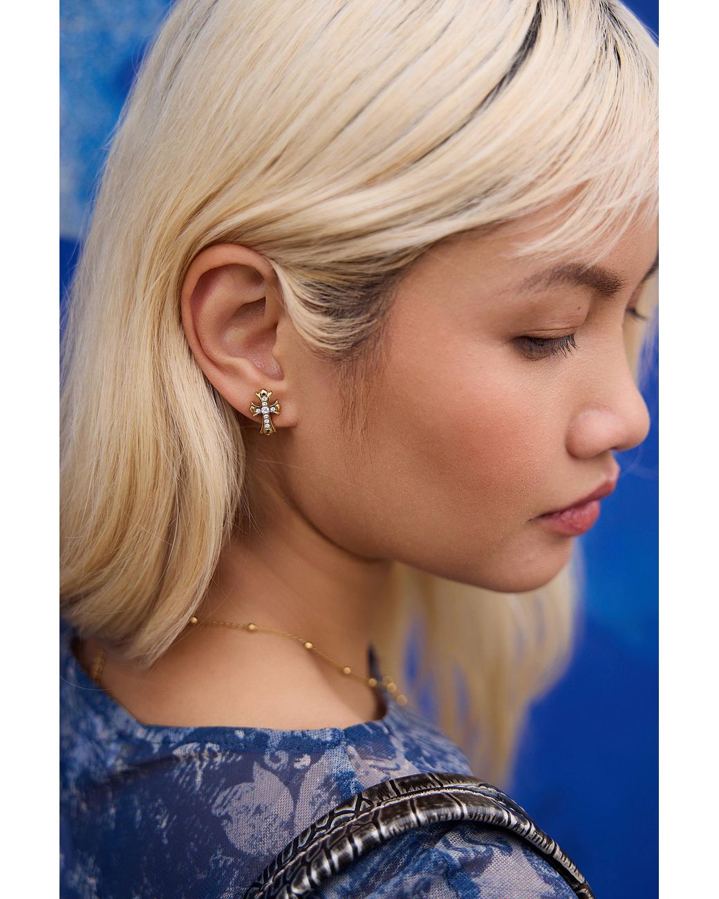 Bohomoon Blue Lillie Cross Stud Earrings