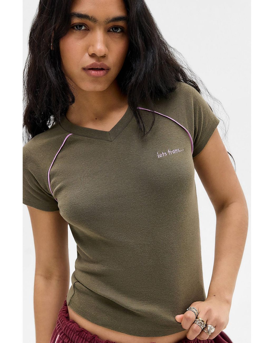 iets frans Green High V-neck Baby Tee