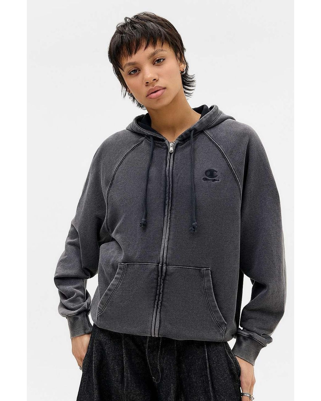 Champion Icons Washed Raglan Hoodie in Grey | Lyst UK