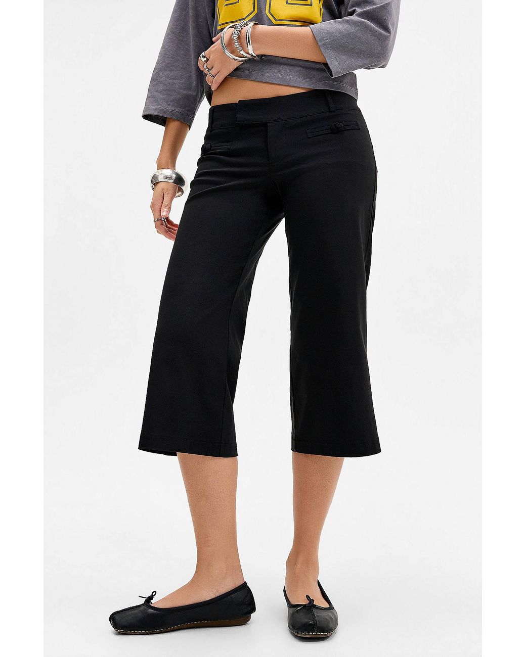 Urban Outfitters Black Uo Suzie Bengaline Crop Trousers