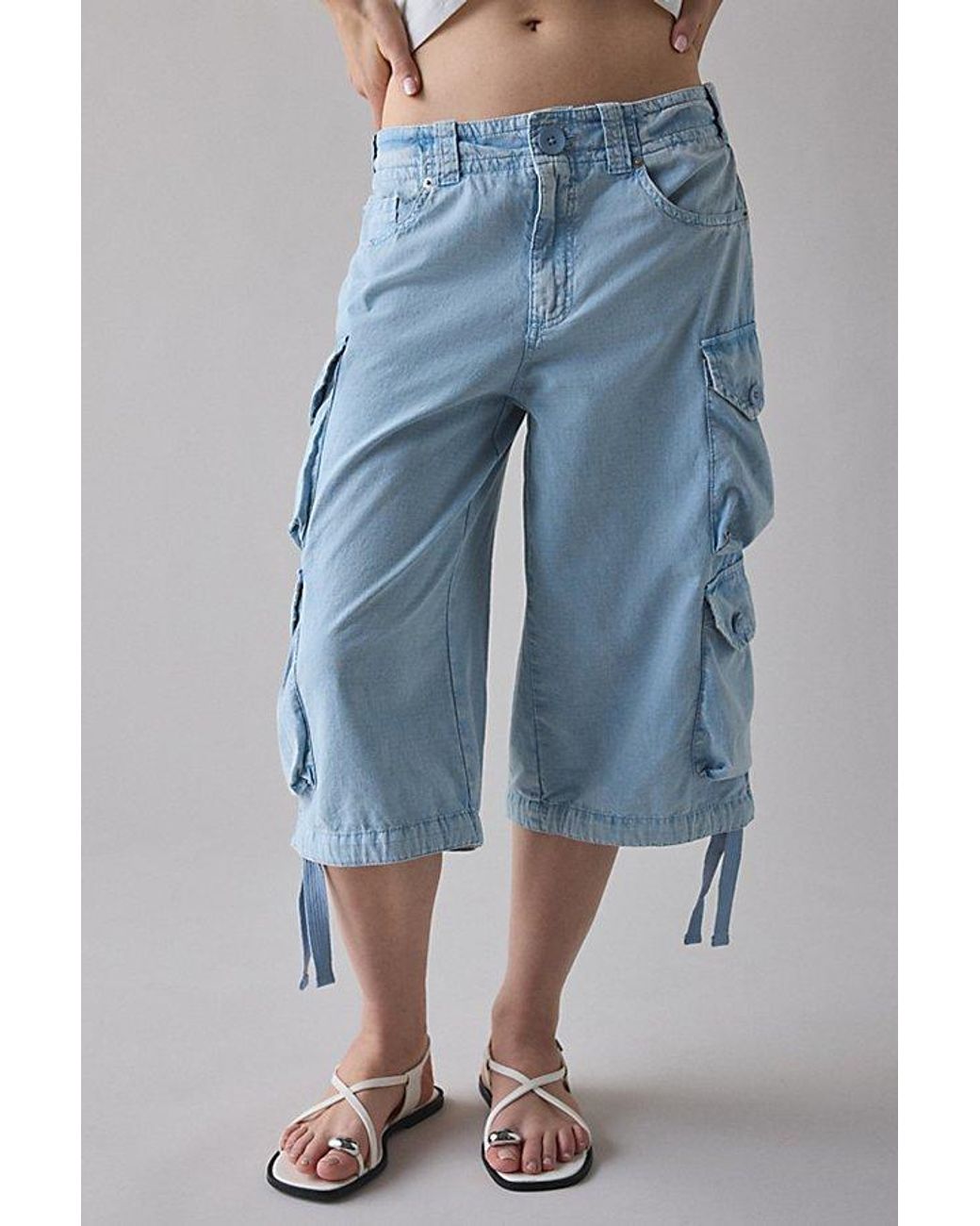 BDG Blue Omaha Mid-Rise Baggy Utility Jort