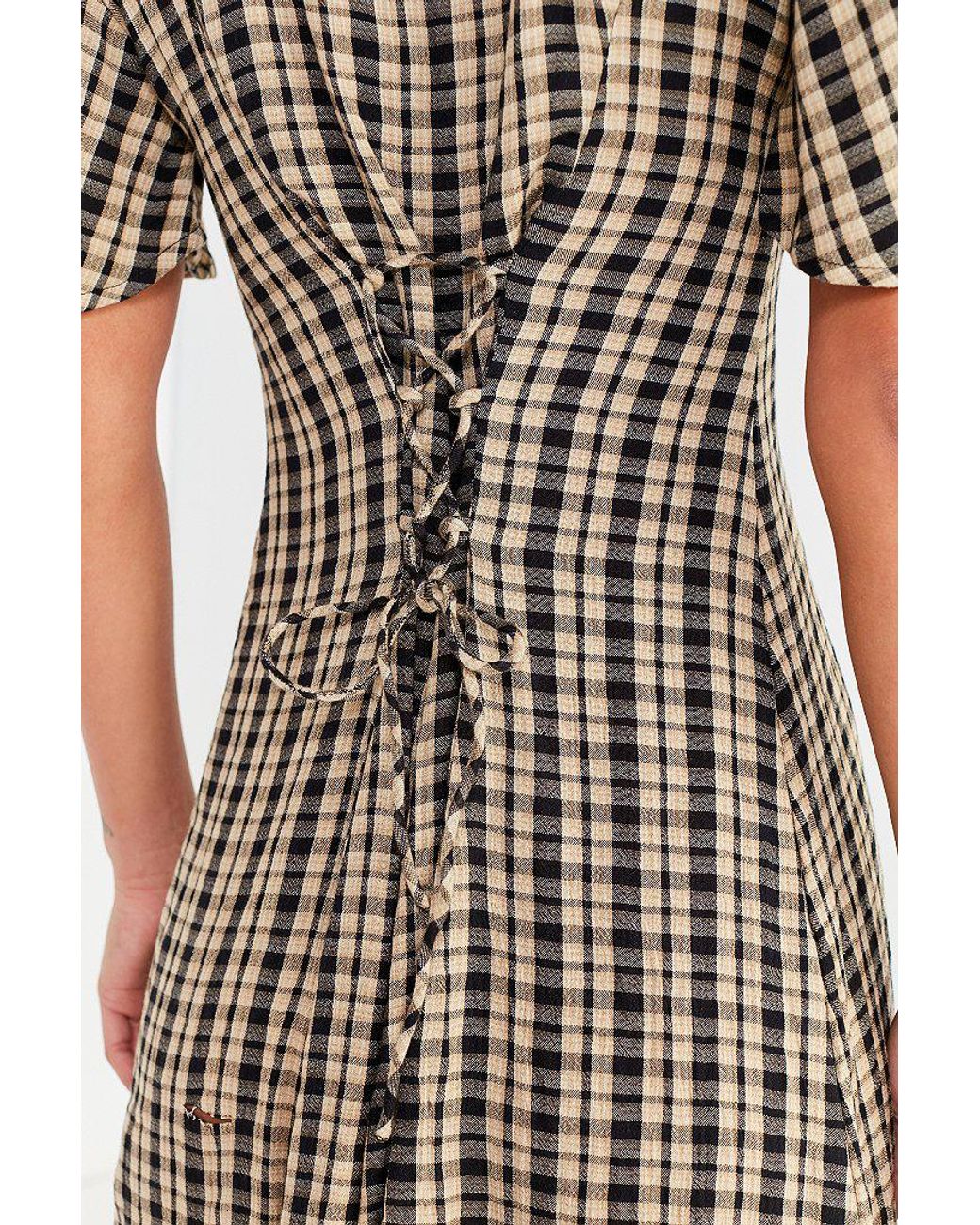 Urban Outfitters Uo Plaid Button-down Lace-up Mini Dress in Black | Lyst Urban Outfitters Uo Plaid Button-down Lace-up Mini Dress in Black | Lyst
