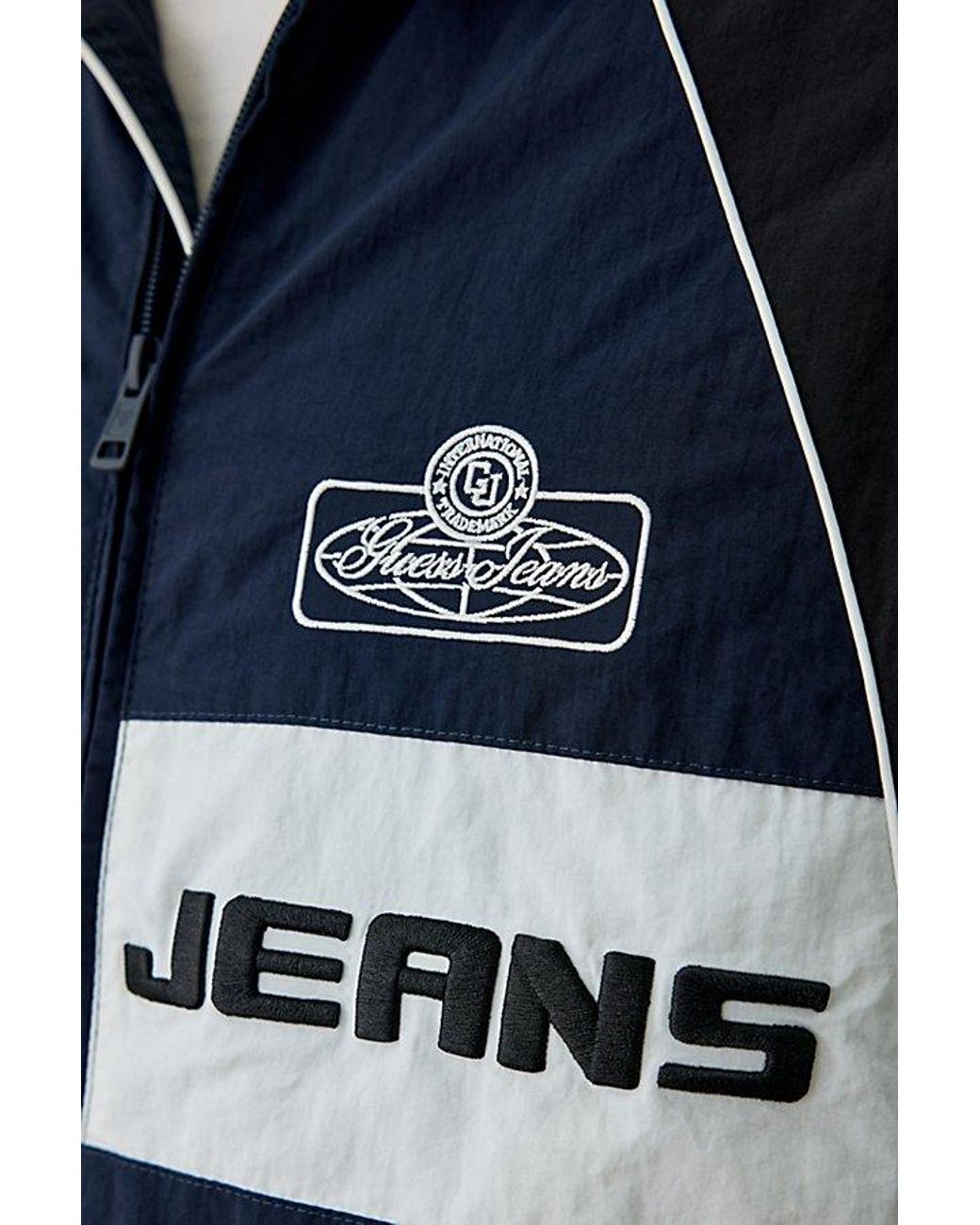 Guess Blue Crinkle Nylon Windbreaker Jacket for men