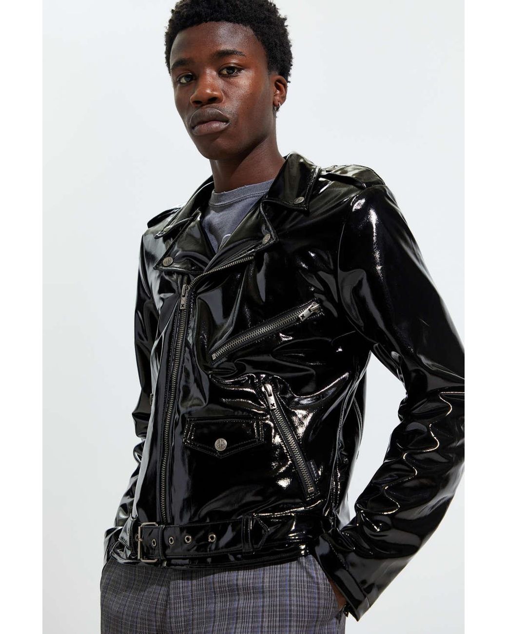 Mens pvc hotsell biker jacket
