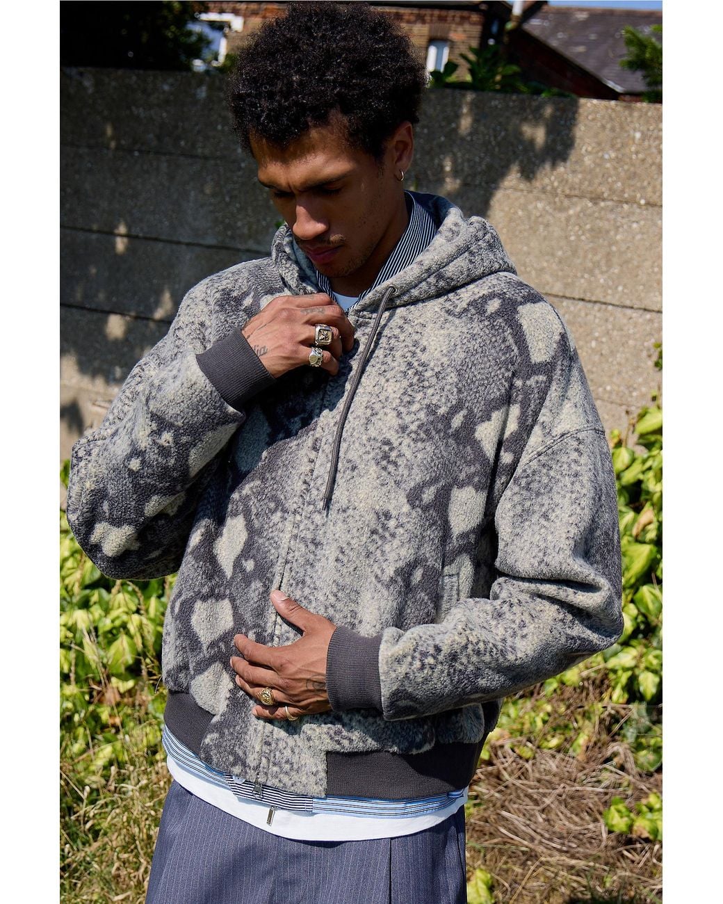 Urban Outfitters Multicolor Uo Snake Zip-through Hooded Fleece 2xs At for men