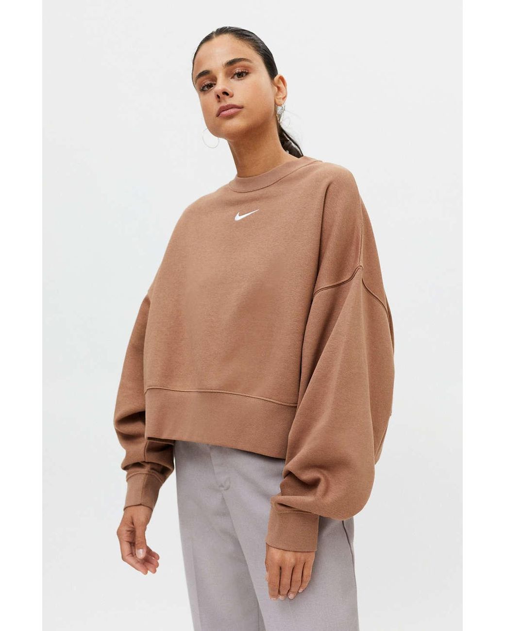 Nike Essential Fleece Crew Neck Sweatshirt in Brown Lyst Canada