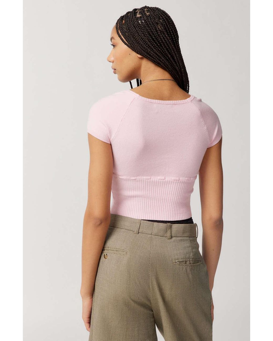Kimchi Blue Edison Cap Sleeve Sweater in Pink | Lyst