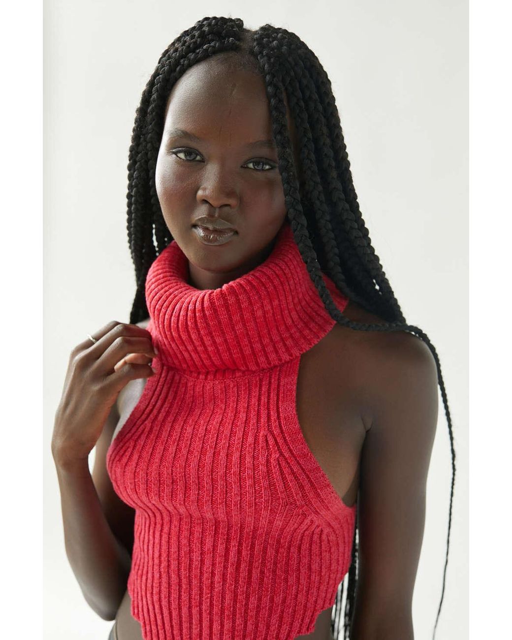 Urban Outfitters Uo Millie Knit Turtleneck Tank Top in Red Lyst