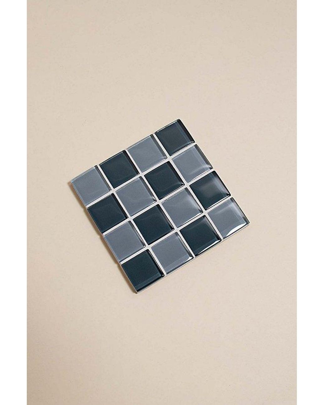 Subtle Studios Natural Checkered Glass Tile Coaster