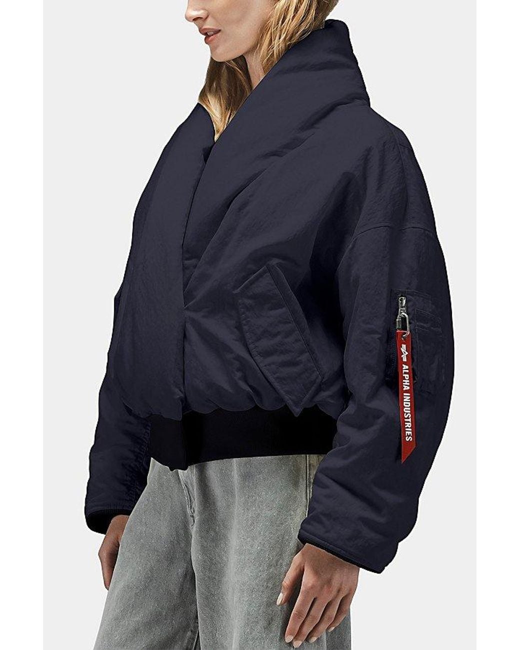 Alpha Industries Blue Shawl Collar Bomber Jacket