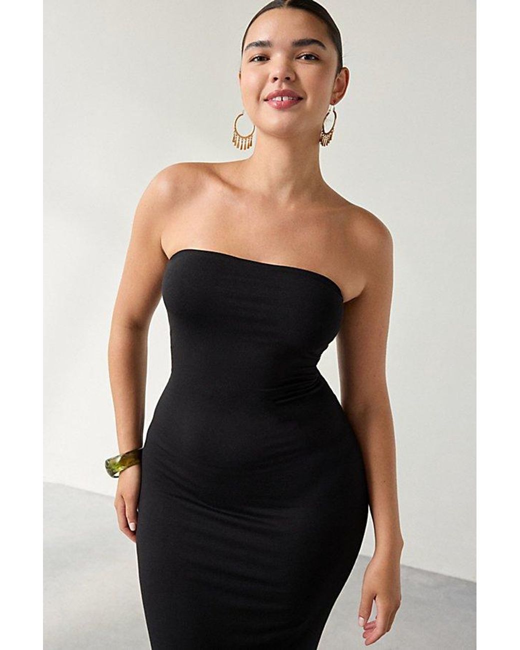 Urban Outfitters Uo Nora Jersey Knit Tube Midi Dress in Black | Lyst