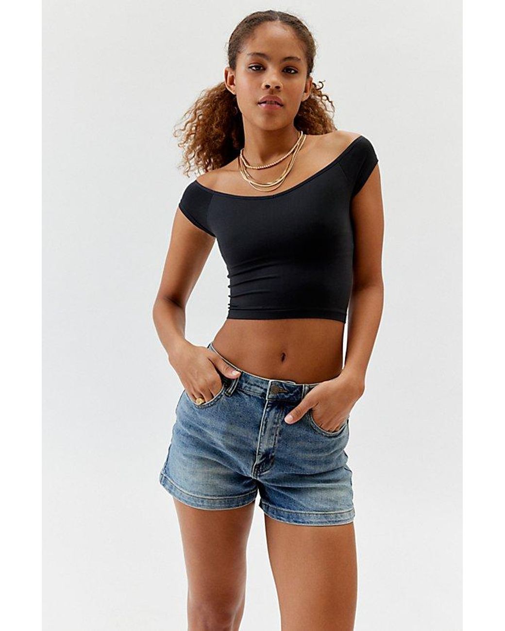 Guess Guess Originals Uo Exclusive Kit Denim Short in Blue Lyst