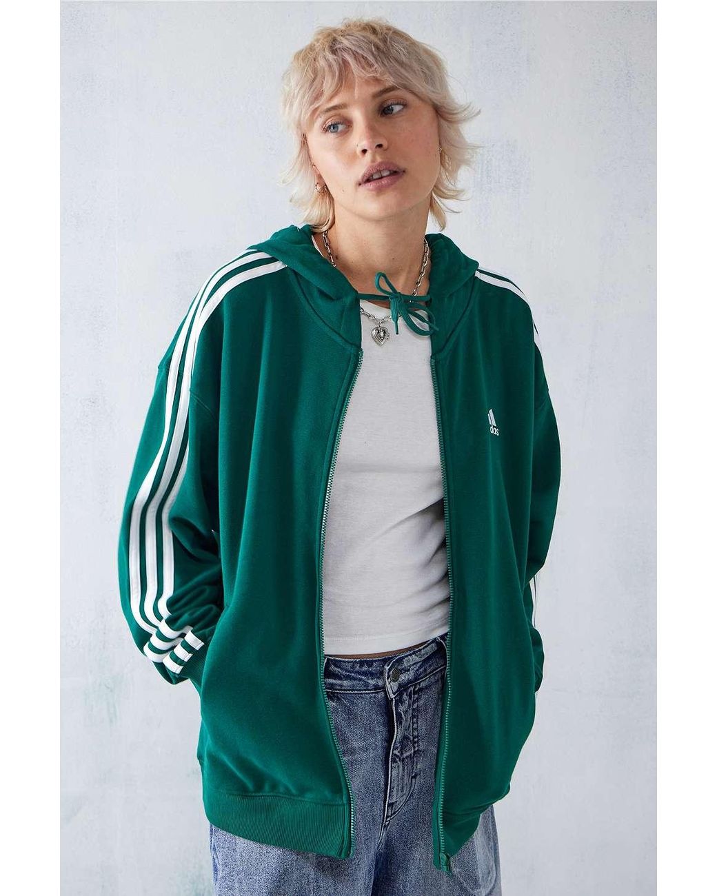 Adidas green zip up hoodie new arrivals