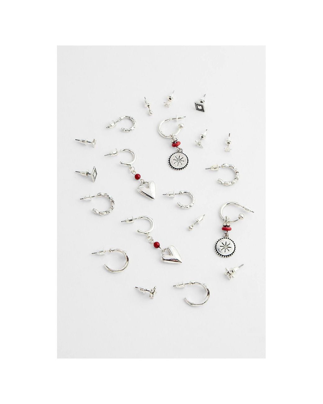 Urban Outfitters White Uo Grunge Earrings 10-pack