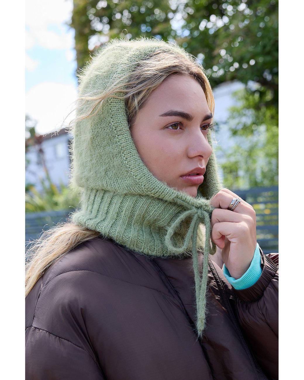 Urban Outfitters Green Uo Clover Knit Hood