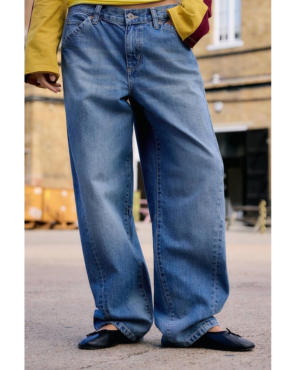 BDG Blue Oden Cinchback Baggy Jeans 24w 32l At Urban Outfitters