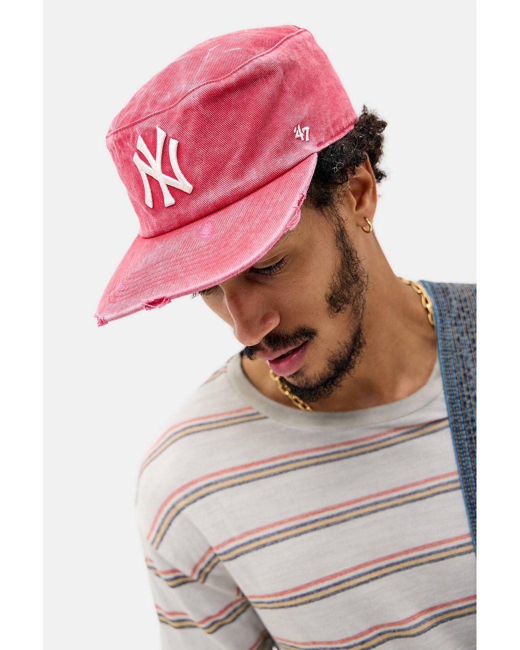 '47 Pink Uo Exclusive Distressed Pillbox Cap for men