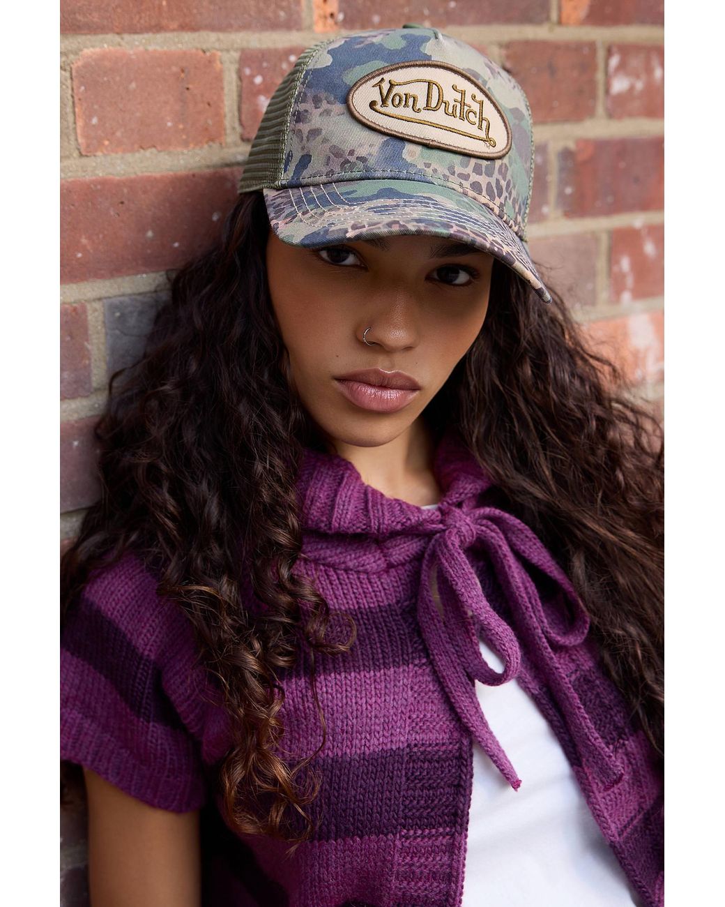 Von Dutch Purple Safari Print Trucker Cap