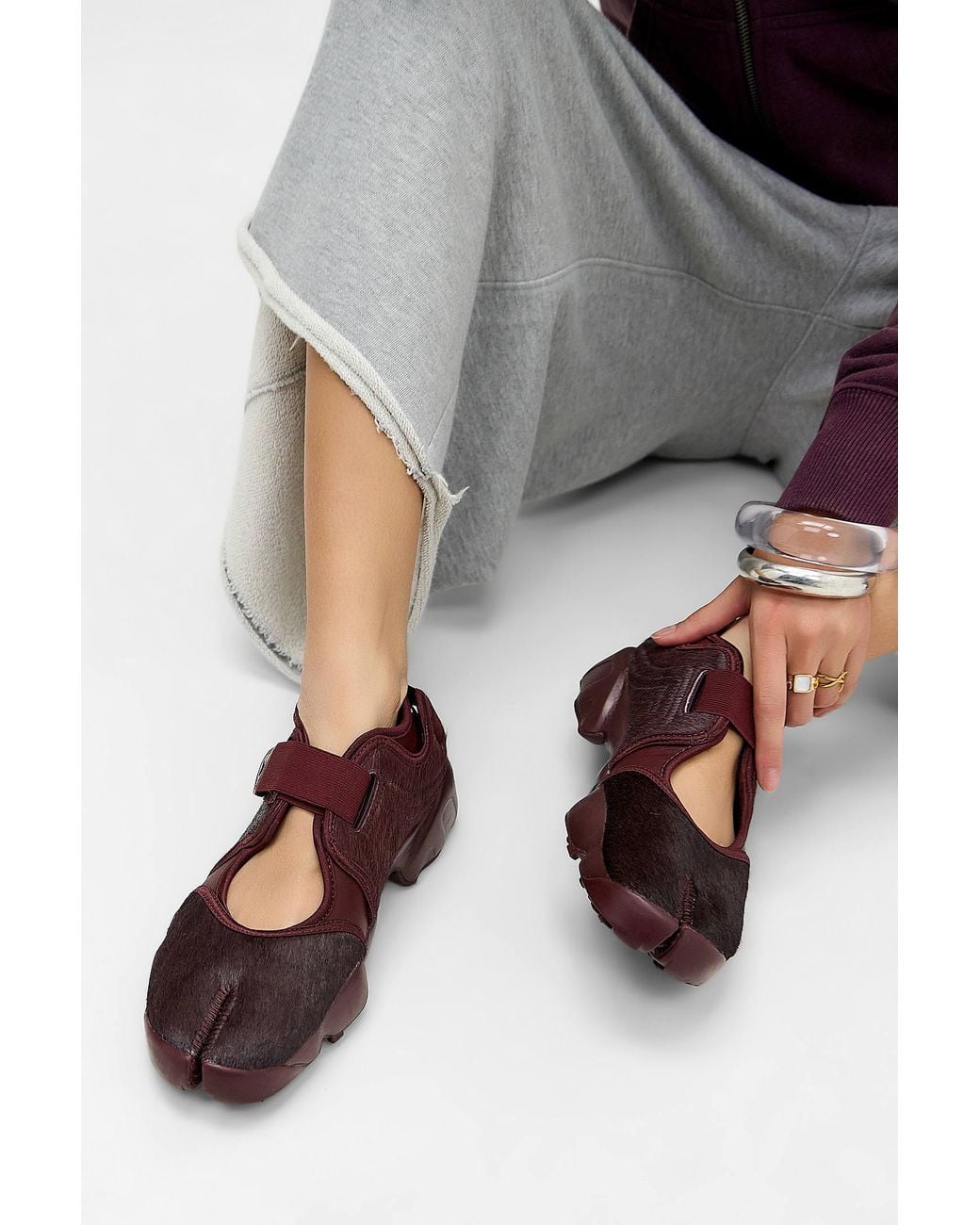 Nike Gray Burgundy Air Rift Shoes