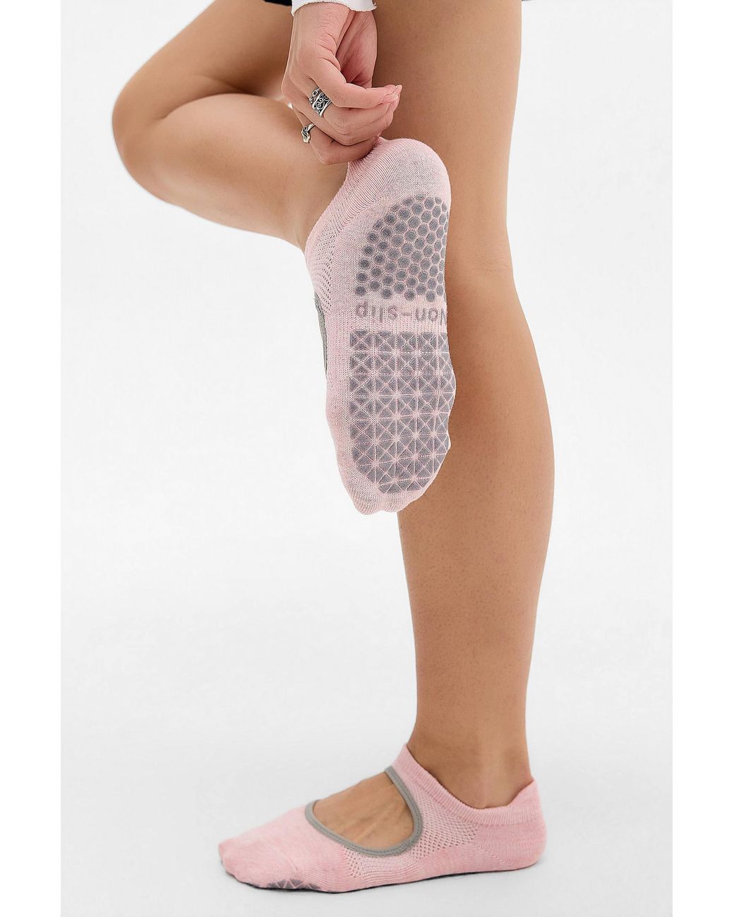 Out From Under White Non-slip Pilates Cut Out Socks