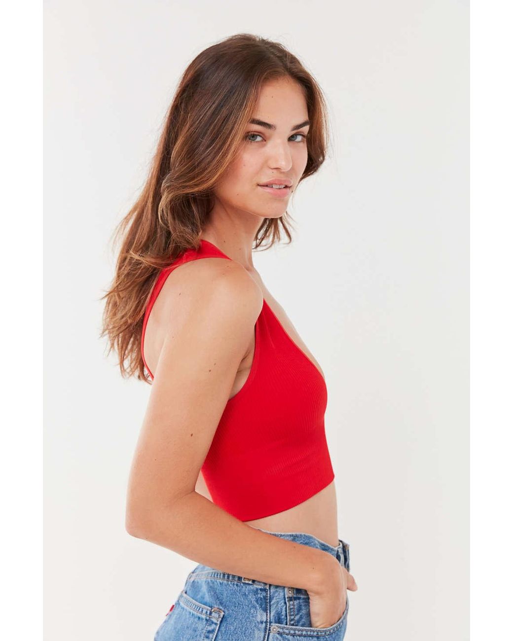 Out From Under Hailey Seamless Plunging Bra Top in Red