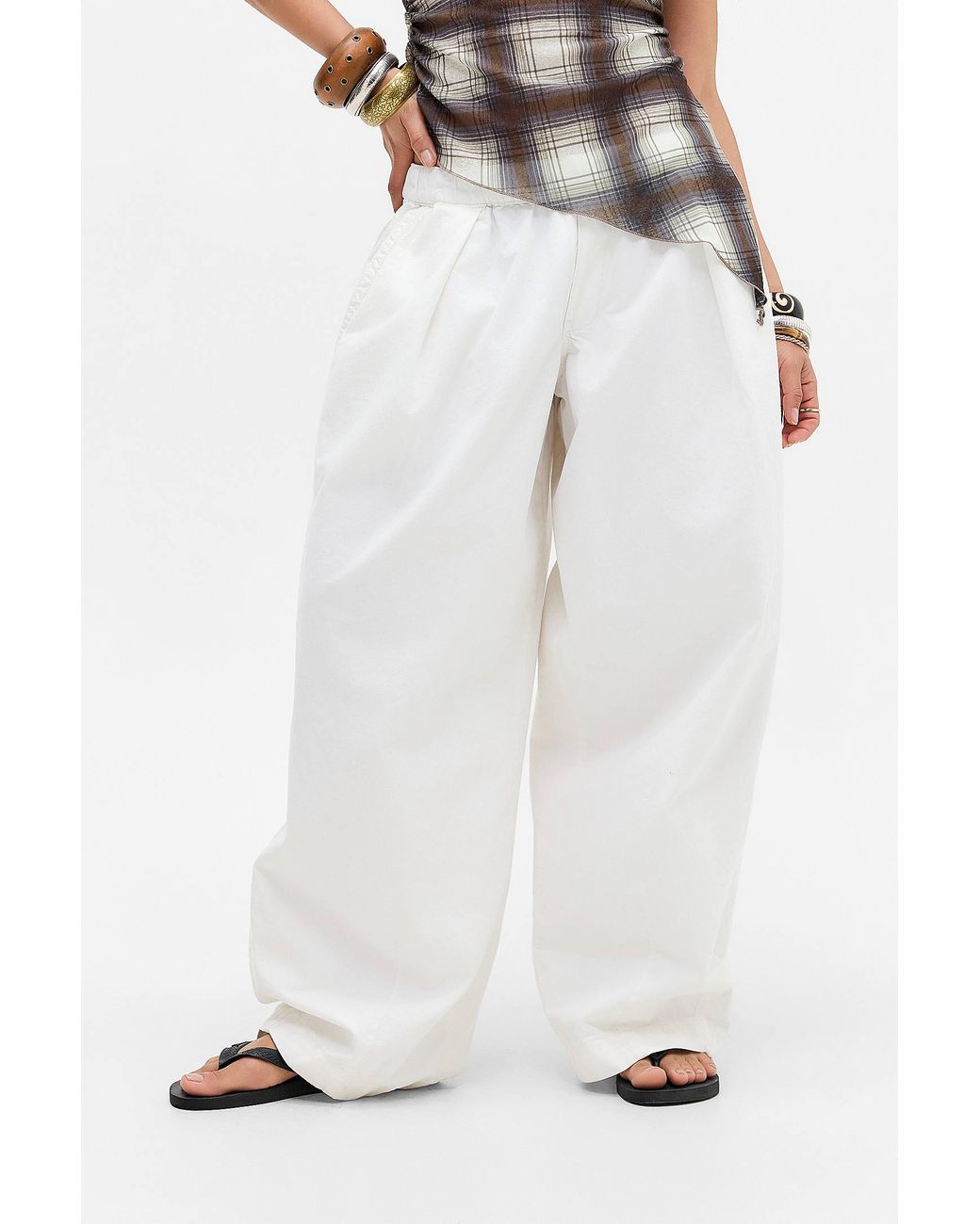 BDG White Bobbi Cocoon Baggy Trousers