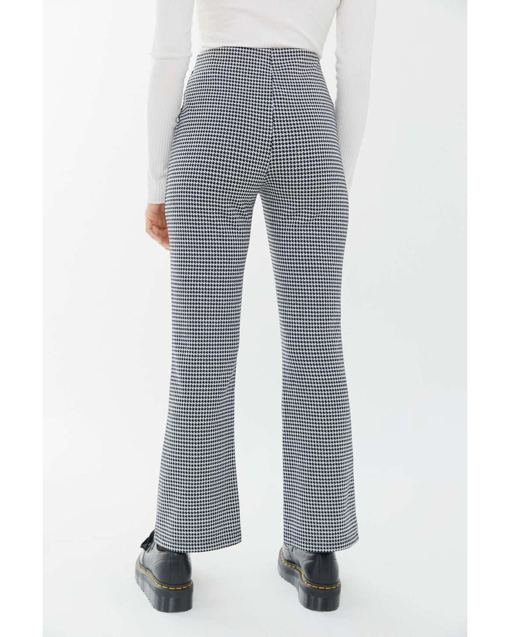 Urban Outfitters Uo Cara High-waisted Pattern Kick Flare Pant in Black +  White (Blue) | Lyst
