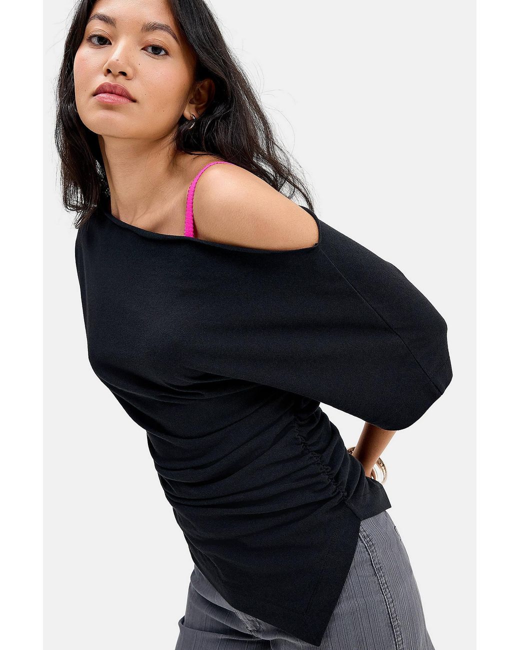 Silence + Noise Black Silence + Noise Sai Ruched Waist Tee