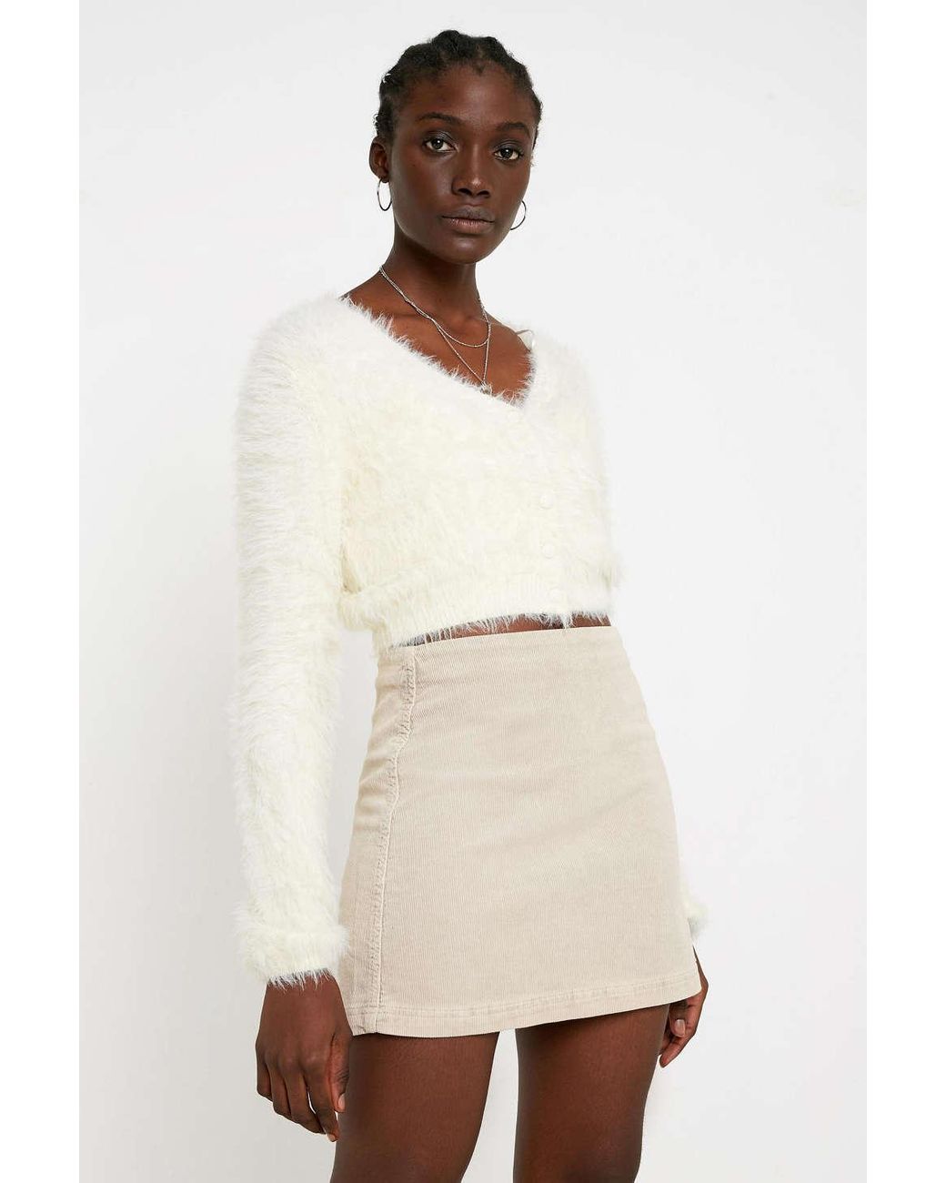 Urban Outfitters Uo Clean Corduroy Mini Skirt in Natural | Lyst