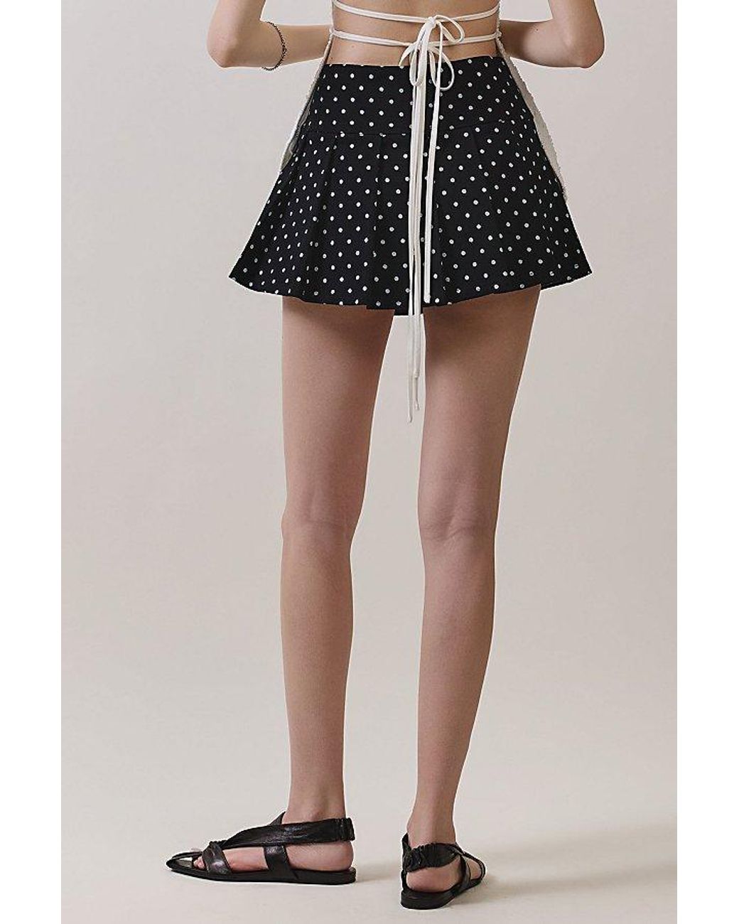 Personal Code Black Mabel Polka Dot Pleat Mini Skort
