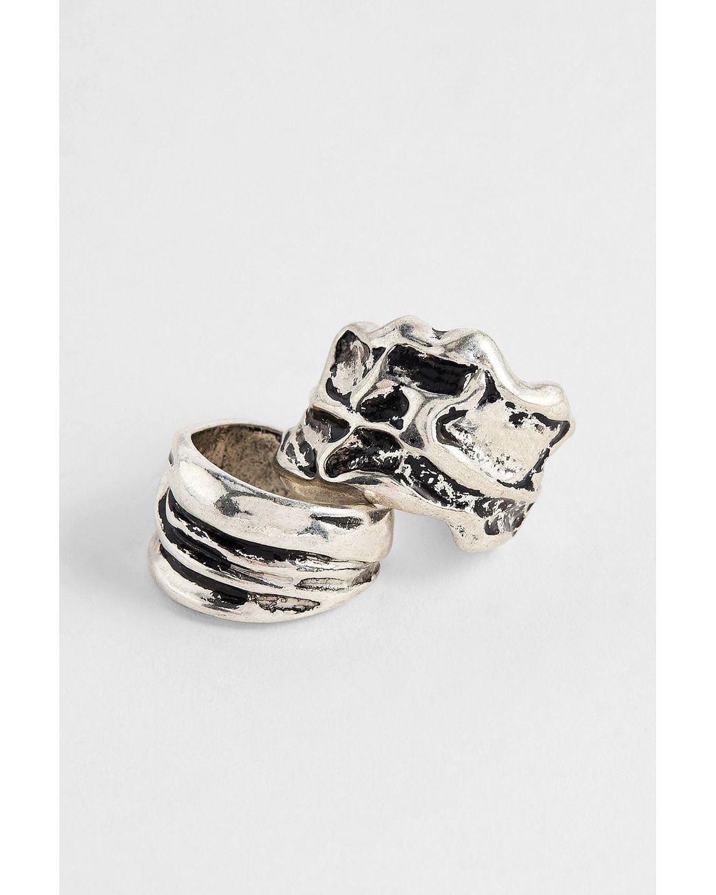 Urban Outfitters Metallic Uo Molten Rings 2-pack for men