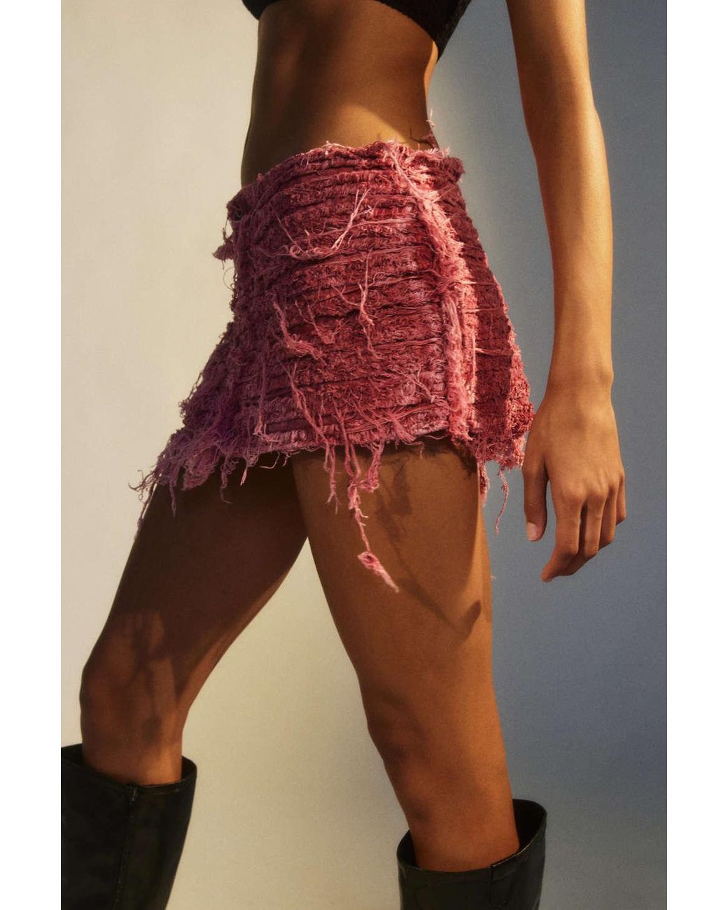 Jaded London Sinner Denim Mini Skirt In Pink,at Urban Outfitters
