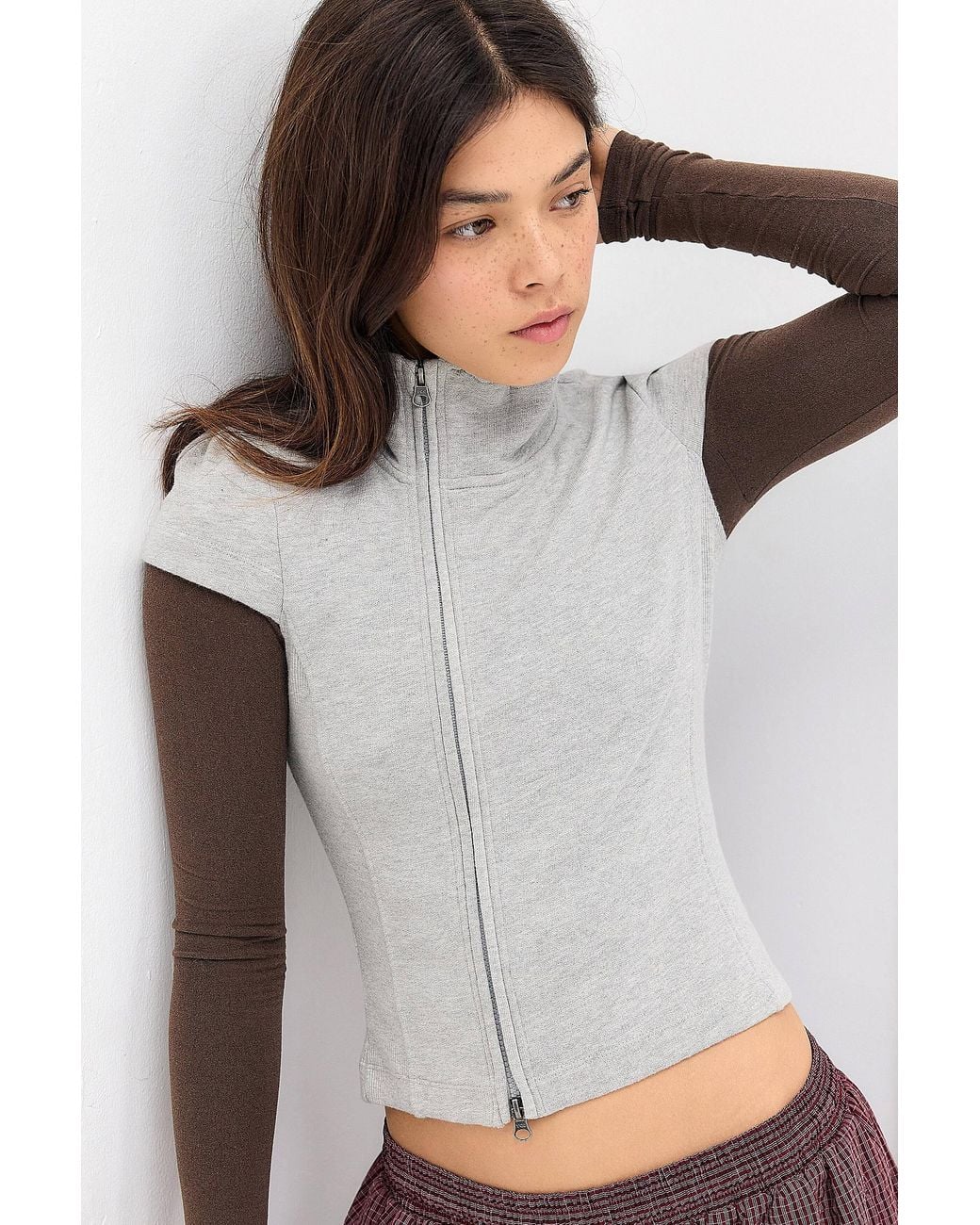 iets frans Gray Short Sleeve Asymmetric Track Top
