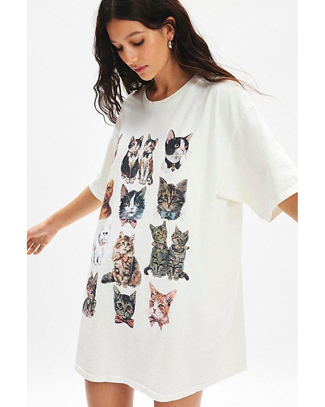 kimchi blue cat graphic t shirt dress Urban Outfitters Oversized T-Shirt in White Color:Custom Colors-Add Note in Cart