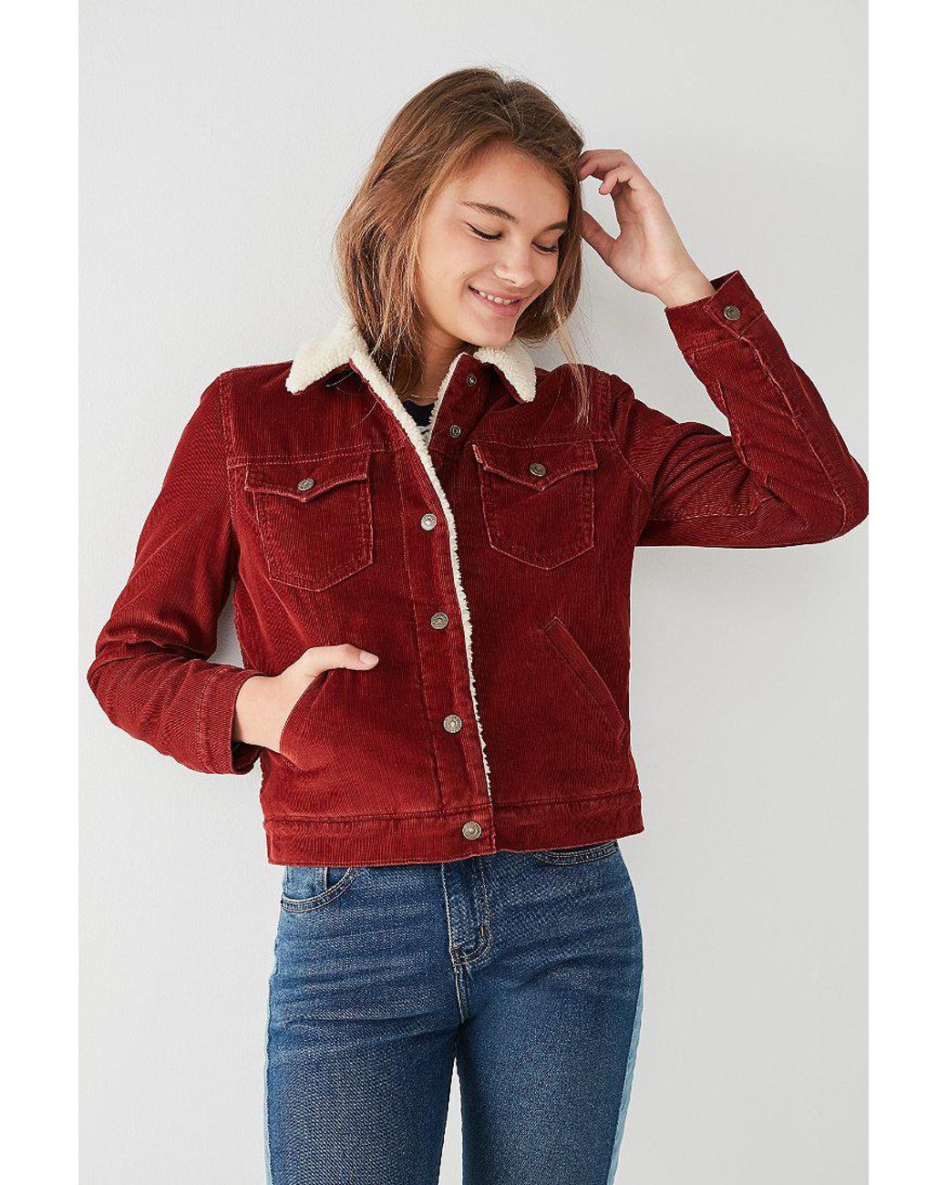 Levi's Levi's Corduroy Sherpa Jacket in Red | Lyst