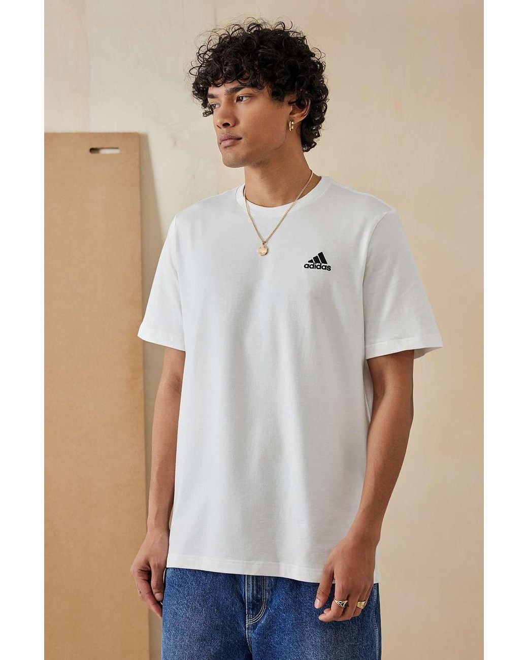 adidas White Core 3-stripes T-shirt for Men | Lyst UK