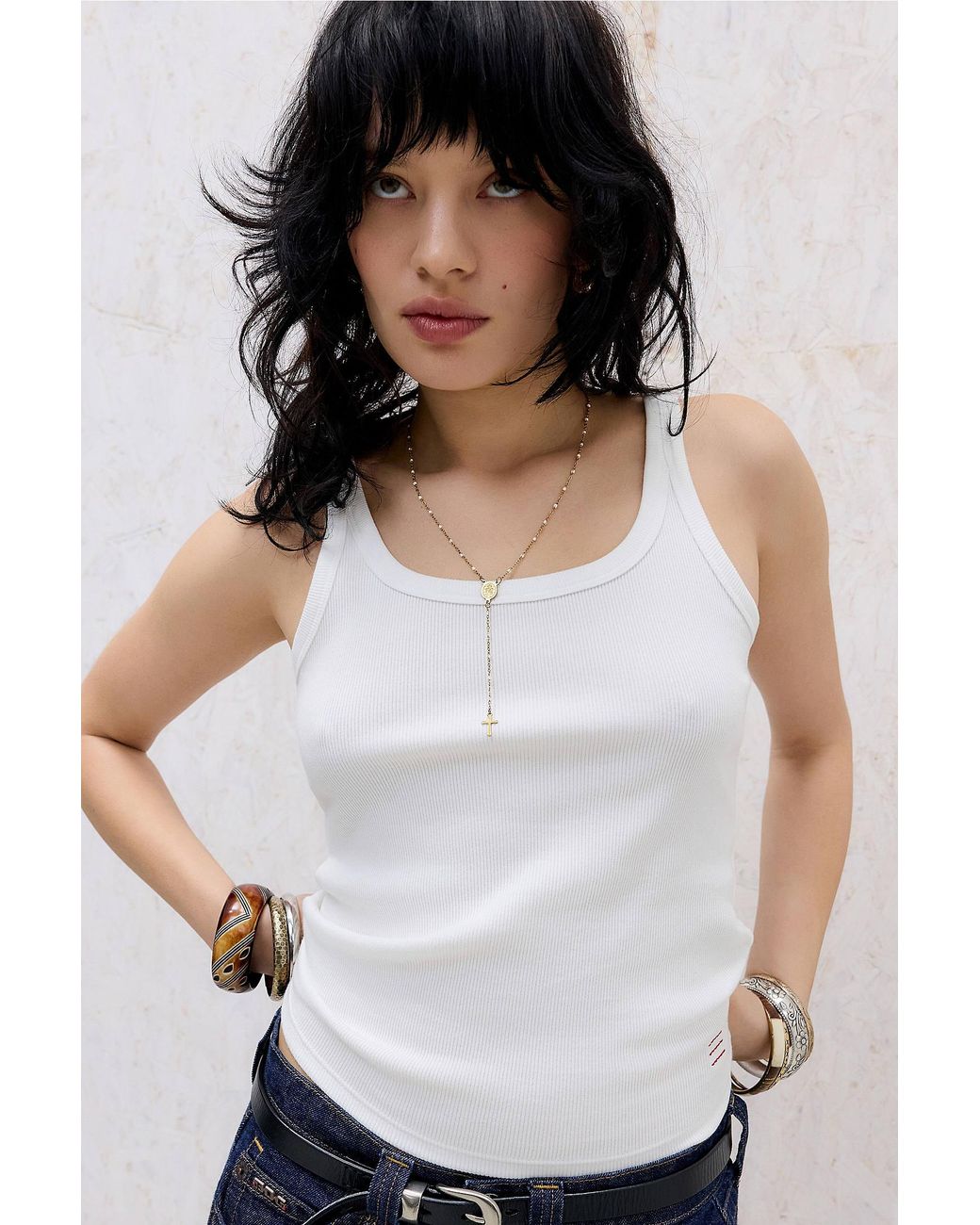 BDG White Jessie Cotton Vest Top Jacket