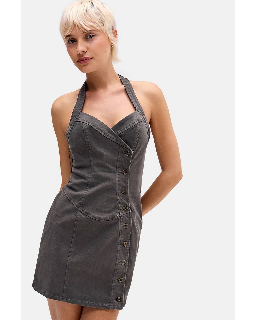 Urban Outfitters Black Uo Marceline Structured Mini Dress