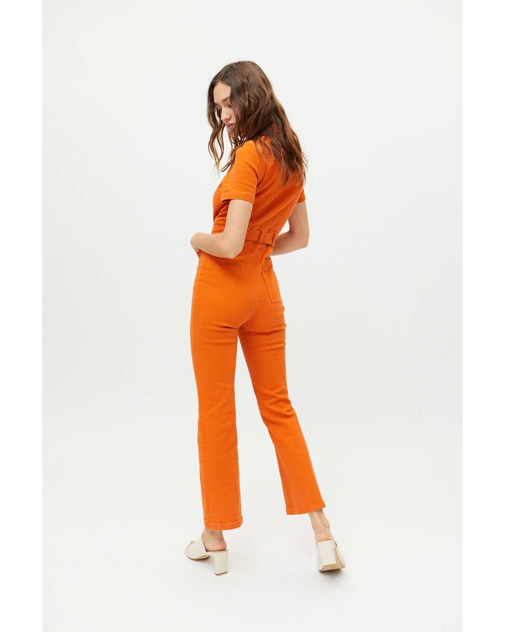 Urban Outfitters Uo Stephie Short Sleeve Coverall Jumpsuit in Orange
