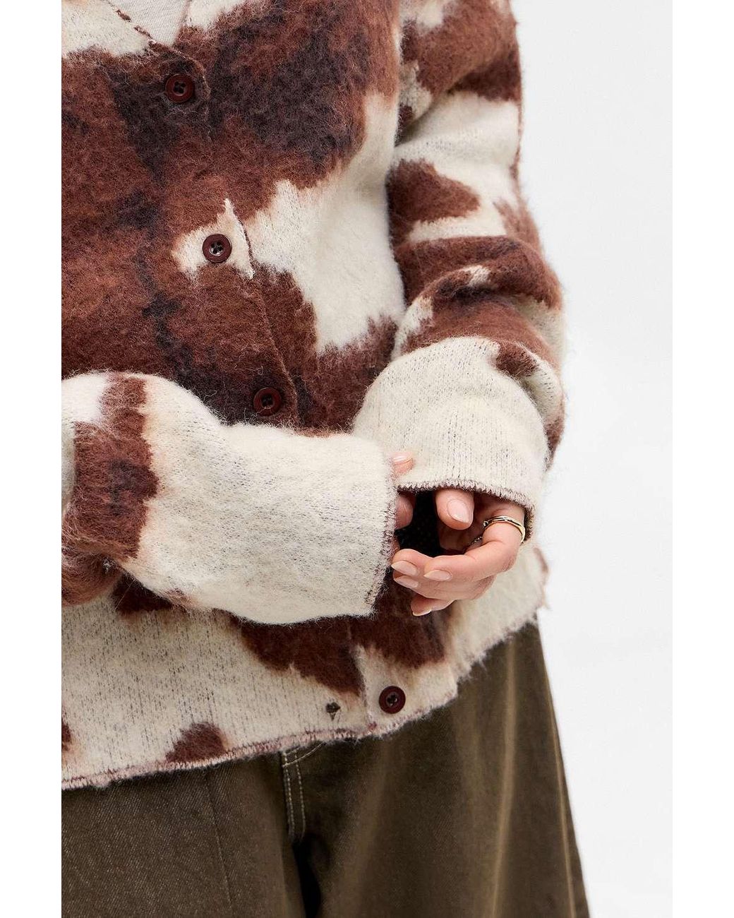 Jaded London Cow Print Chuck Cardigan Xs At Urban Outfitters in