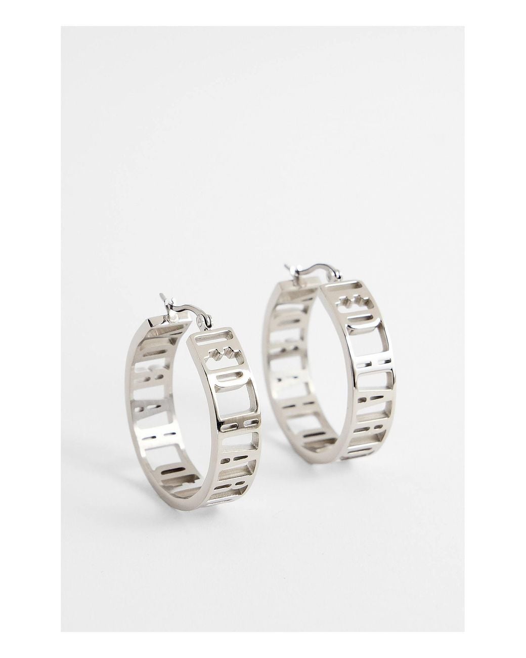 Ed Hardy White Cut Out Logo Hoop Earrings