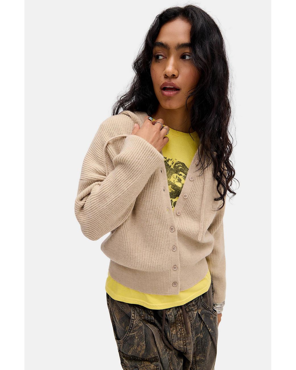 Urban Outfitters Natural Uo Tyler Knit Hoodie