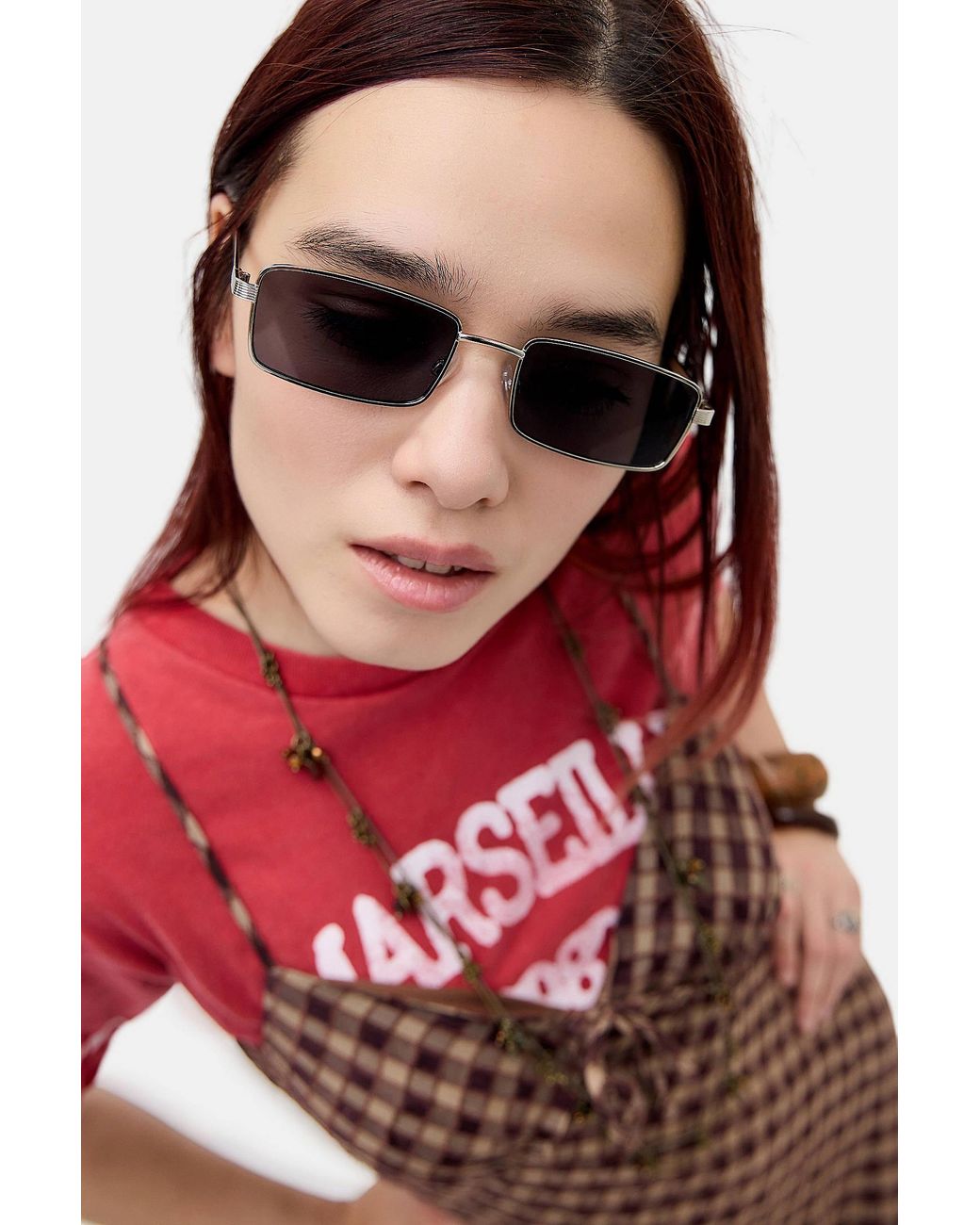 Urban Outfitters Red Uo Navy Palma Sunglasses