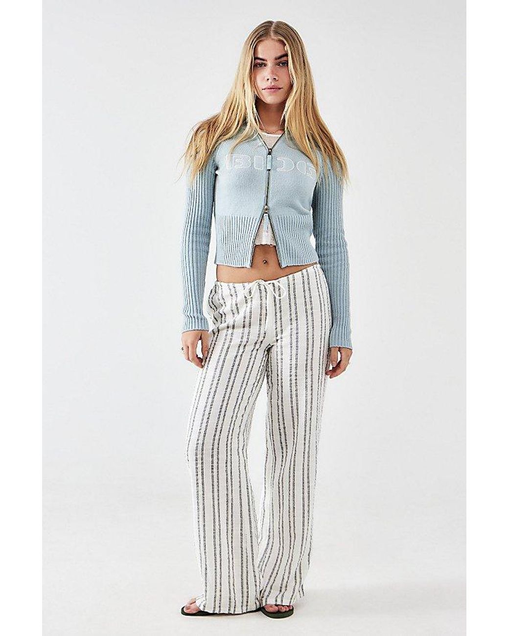 BDG Zip-Through Knit Track Top in Blue | Lyst
