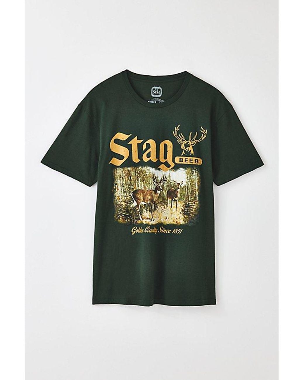 Urban Outfitters Green Stag Beer Deer Graphic Tee for men